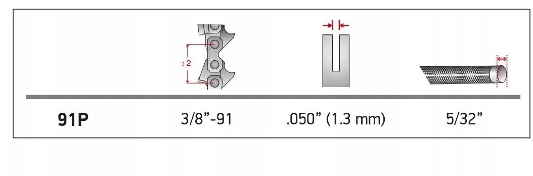 91VXL050 Pilový řetěz pro pilu STIHL 3/8 1.3 50 článků 14'