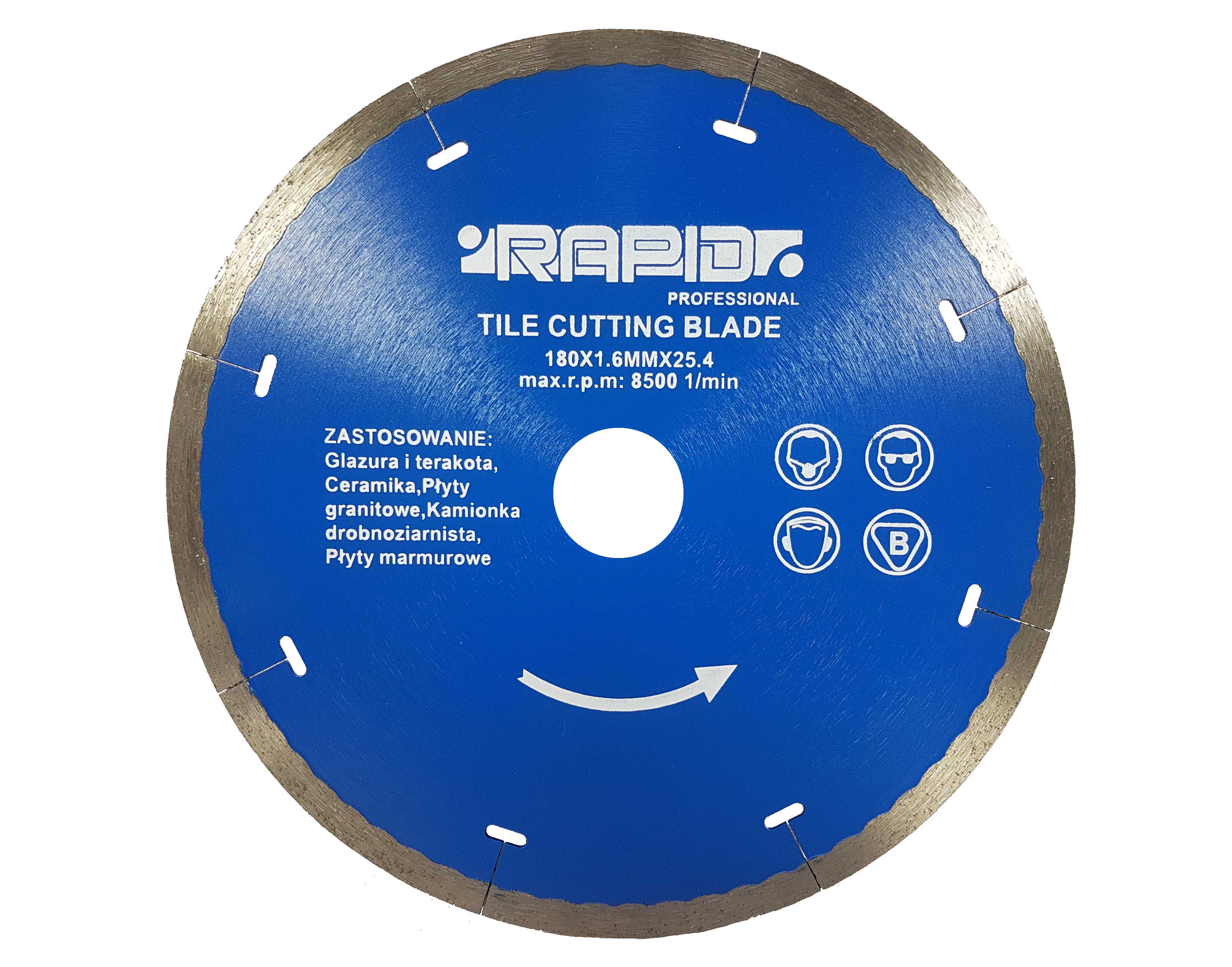 Marpol M08715 Kotúč rezný diamantový 180mm 1,6x25,4mm na obklady dlažbu RAPID