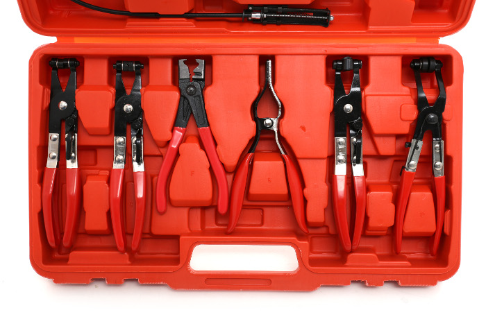 Kraft&Dele KD10513 Kliešte na sťahovacie samosvorné pásky spony hadicové svorky 9 ks sada