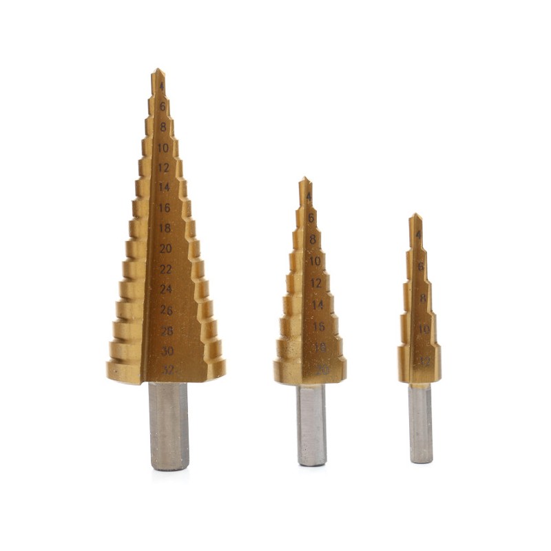 Kraft&Dele KD10244 Sada stupňovité kužeľové vrtáky 4-32mm HSS 3 ks stromčekové