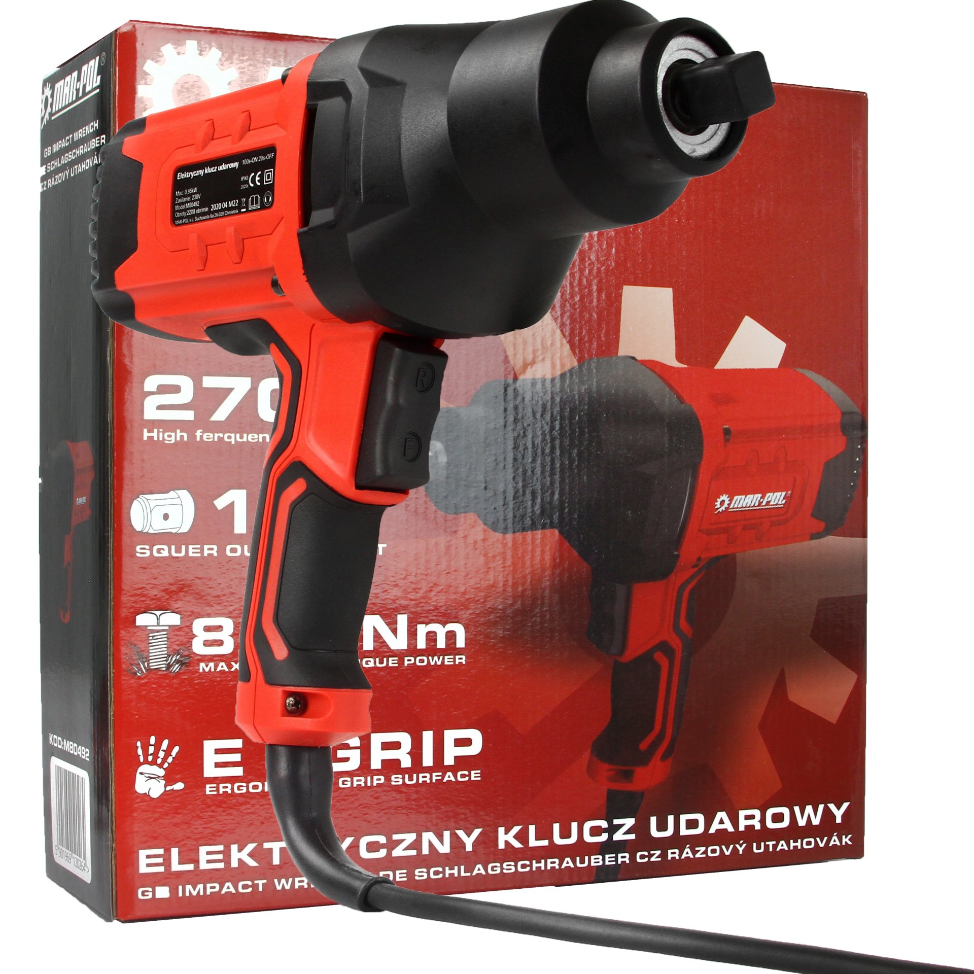 MAR-POL M80492 Rázový uťahovák 0,95kW 230V Elektrický kľúč 1/2"