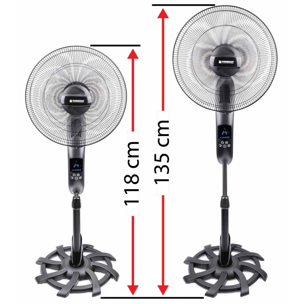 Powermat ST-5 Podlahový stojanový ventilátor 135cm 80W vetrák modrý LCD