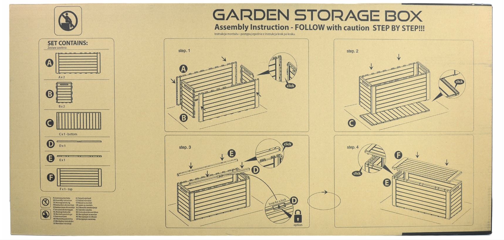 Prosperplast Balkónový záhradný úložný box skriňa Woodebox antracit 280L 116x44x55cm