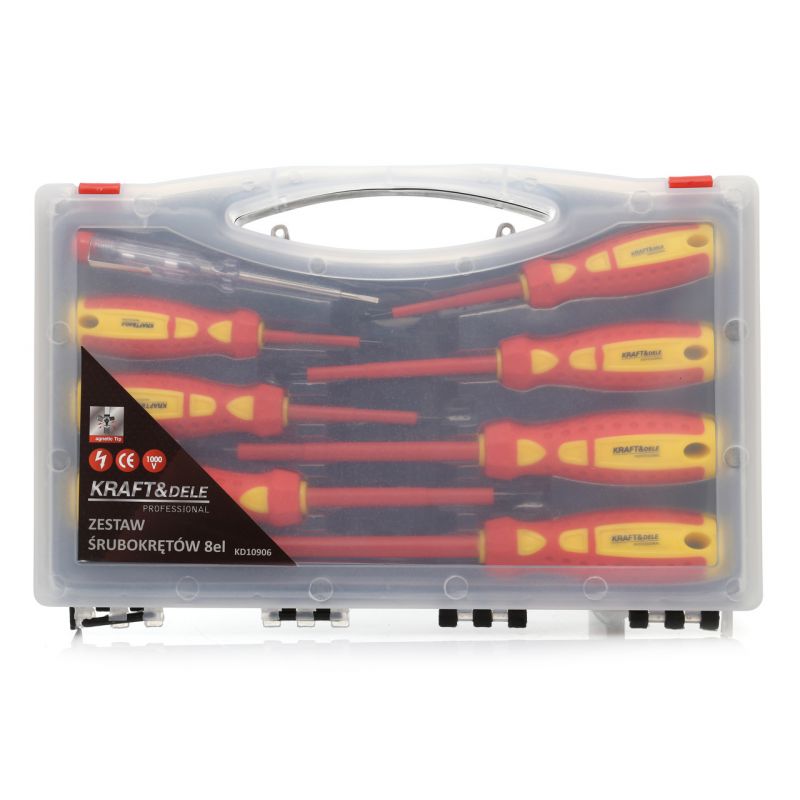 Kraft&Dele KD10906 Skrutkovače 8 dielna sada skrutkovačov, skúšačka 100-250V