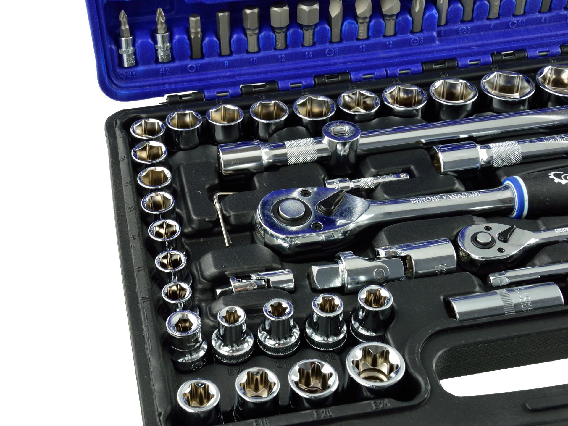 GEKO G10101 Gola sada 108ks 1/2" 1/4" kľúče, nástrčné hlavice, bity, ráčna TORX