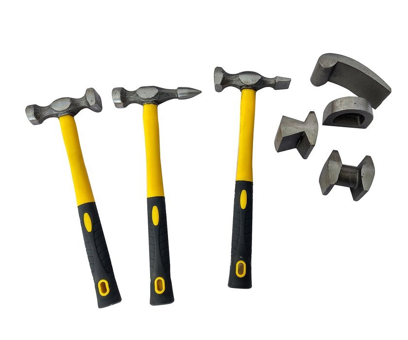 MAGMA 1007F Klampiarske kladivo + nákovy sada kladív 7ks