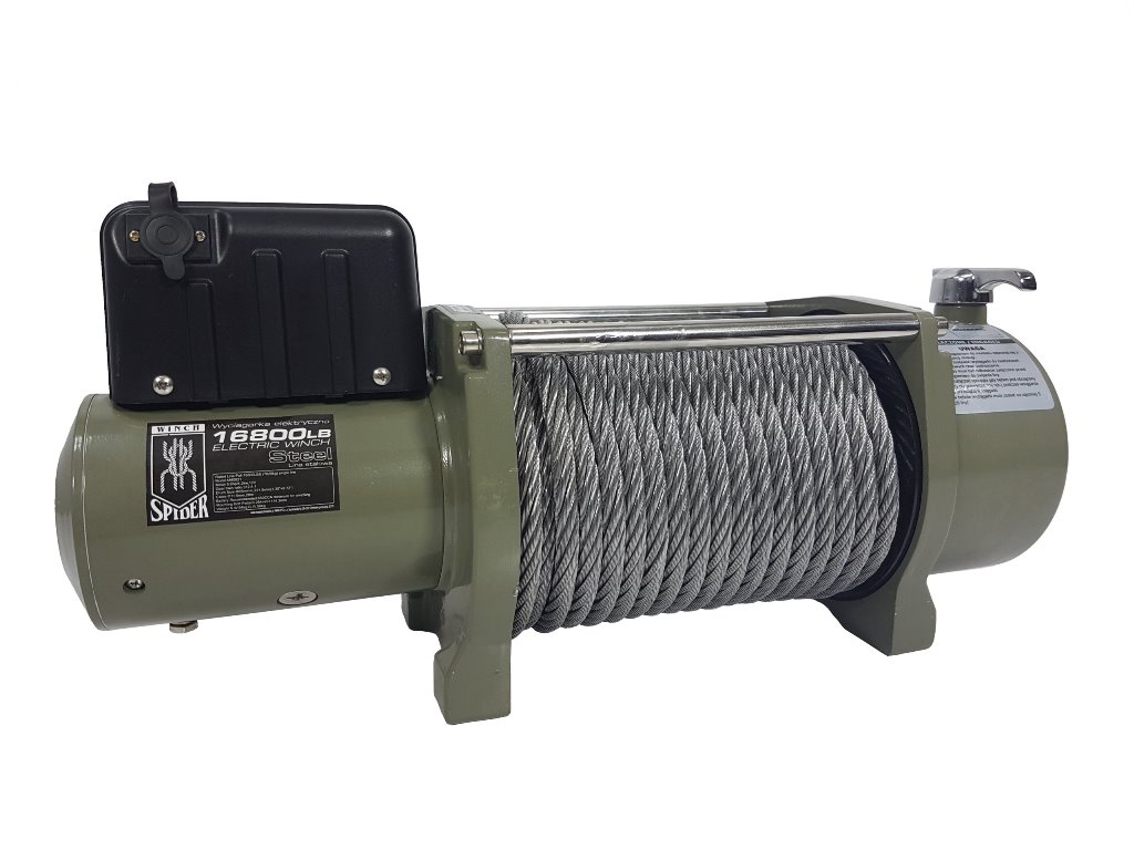 MAR-POL M80820 Elektrický akumulátorový navijak kladkostroj 24V 16800lb / 7620kg Spider Winch / oceľové lano /