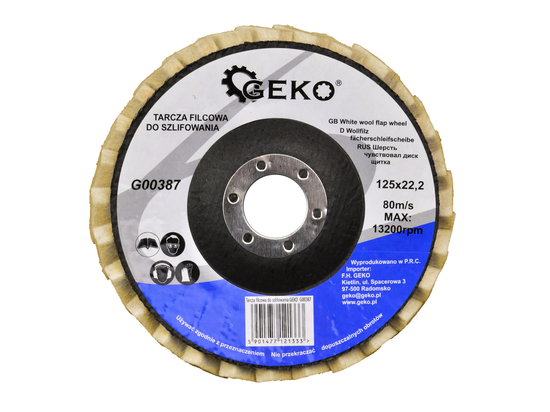 Geko G00387 Leštiaci plstený kotúč na brúsenie 125 x 8mm 10ks