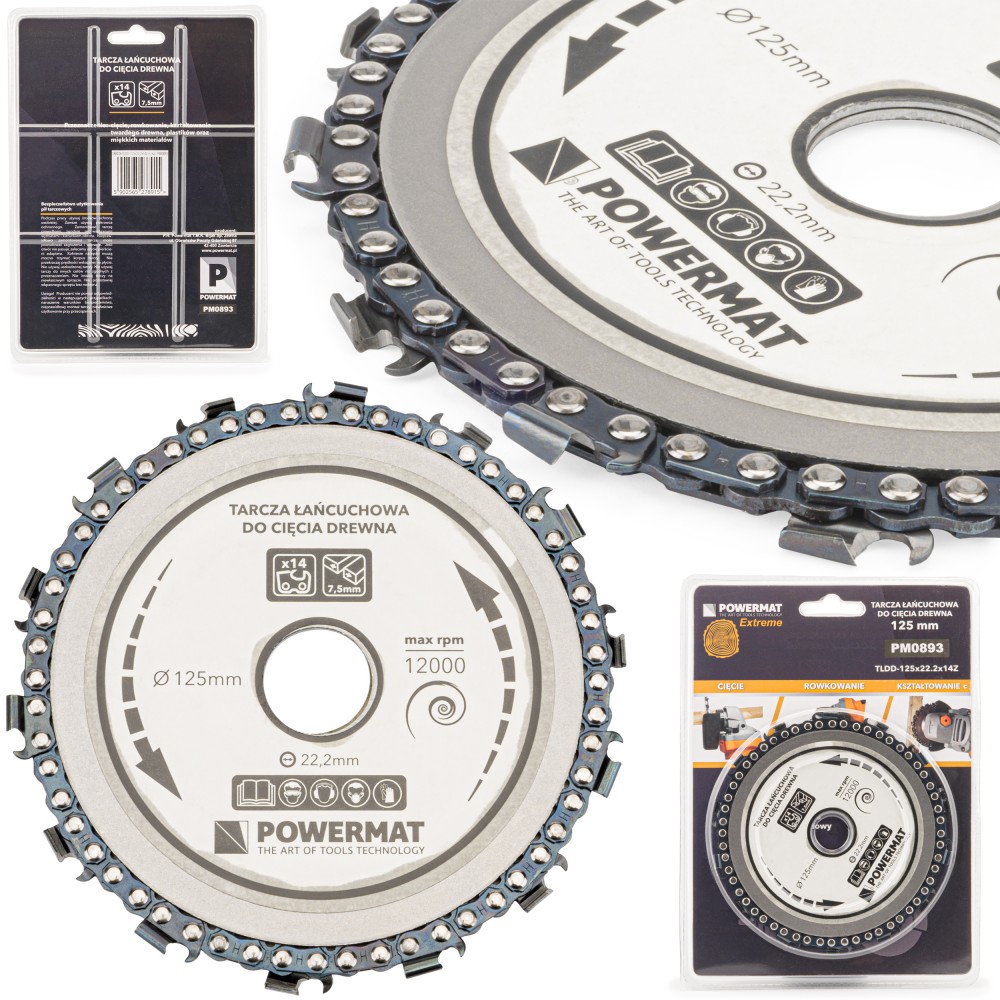 Powermat PM0983 Pílový reťazový kotúč na drevo 125mm 14T s reťazou