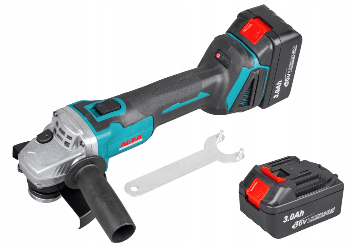 ALFA ALAGC125-A3 Aku uhlová brúska 125mm akumulátorová 36V 2x Li-ion 3Ah + 2 kotúče!!