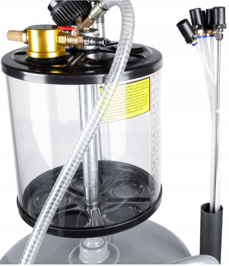 MAX Pneumatická odsávačka, vypúšťačka, odsávanie vypúšťanie oleja 85L lievik + 5 trysiek