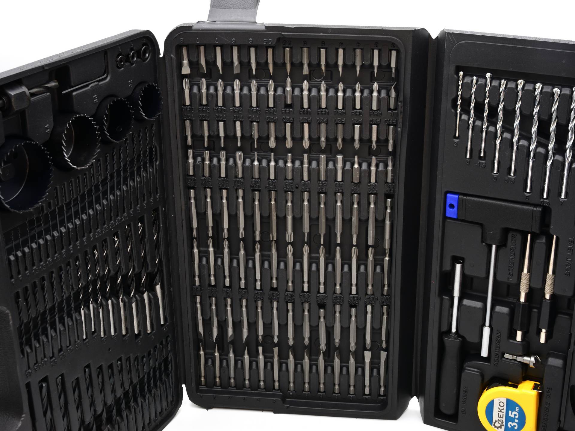 GEKO G38113 SADA VRTÁKOV 217ks vrtáky bity dláta vykružováky kufrík