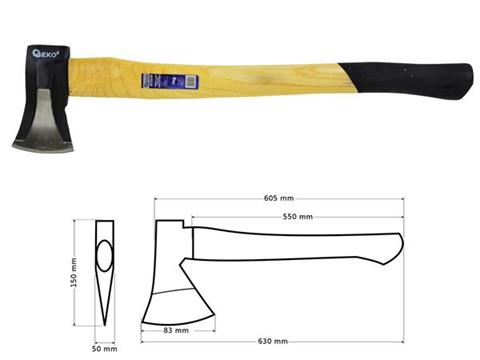 Geko G72235 ŠTIEPACIA SEKERA na drevo 1000G / 630mm kalač drevená rukoväť PREMIUM