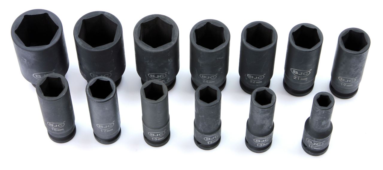 Mar-Pol M58272 Kľúče Súprava nástrčných kľúčov pre rázový uťahovák hlavice BJC 1/2 "10-32mm
