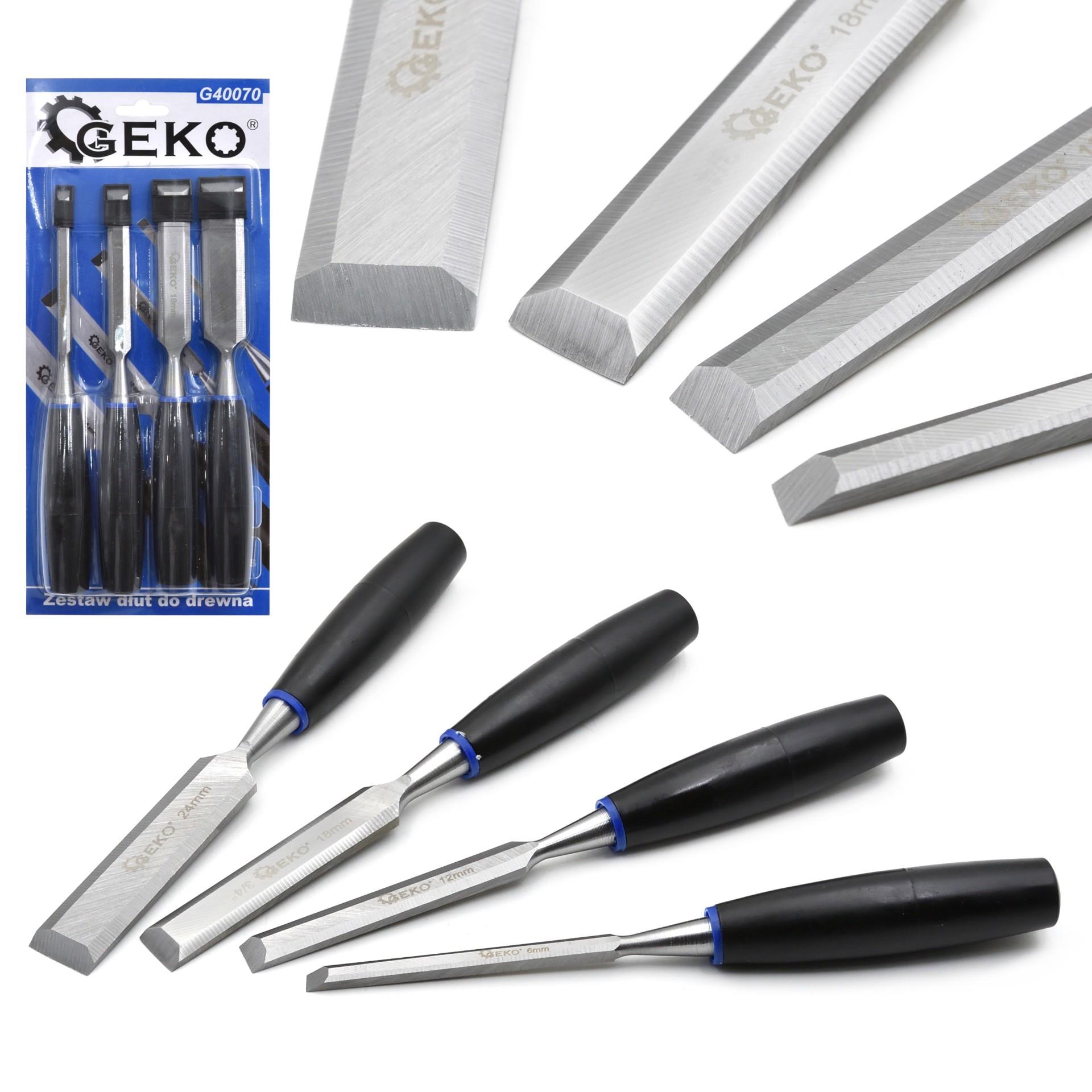 Geko G40070 4-dielna sada sekáčov na drevo 6-24 mm sekáče dláta