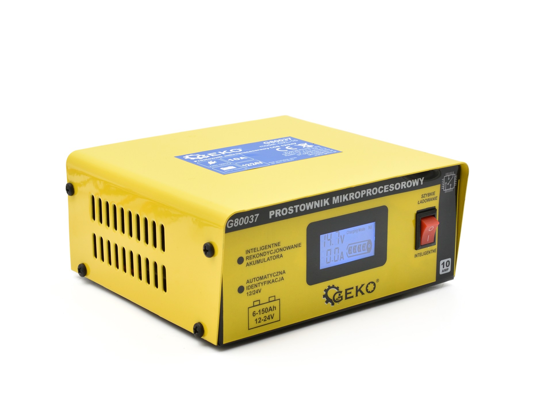 GEKO G80037 Mikroprocesorová autonabíjačka 10A LCD 12 / 24V