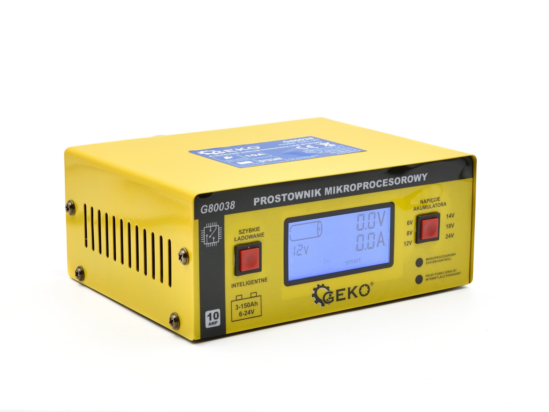 GEKO G80038 10A Mikroprocesorová autonabíjačka LCD 4 stupňová 6 /12 / 24V