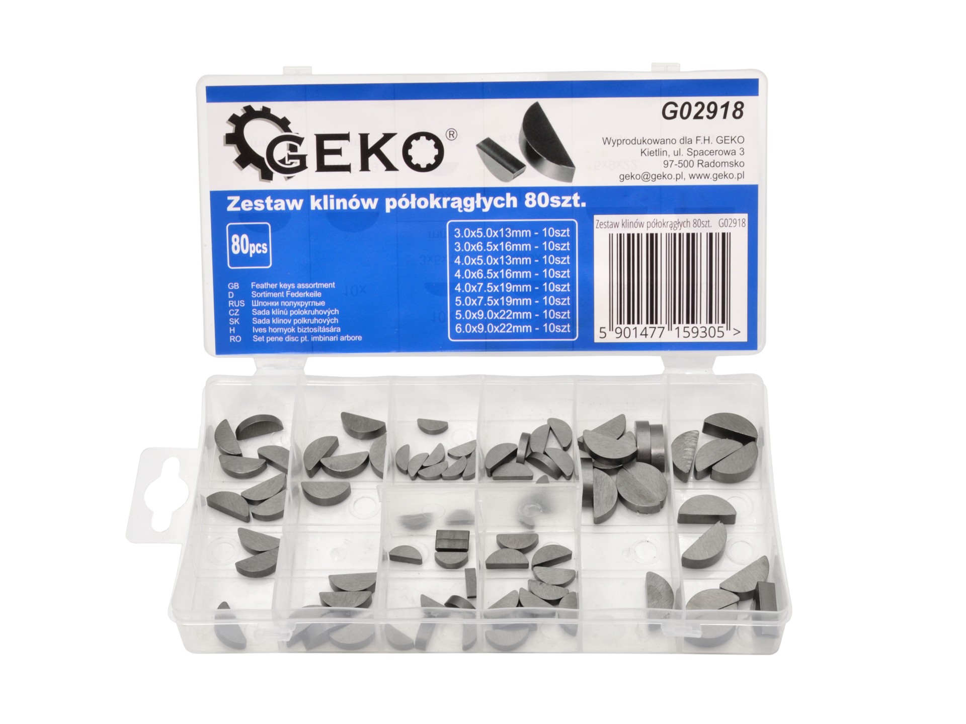 GEKO G02918 SADA POLKRUHOVÝCH KLINOV 80ks, rôzne rozmery