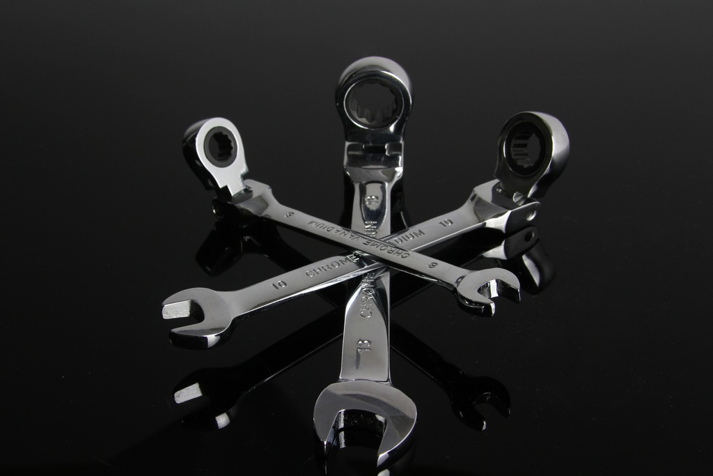 MAR-POL M58590 Očkoploché račňové  kľúče 8 - 13mm 3 kusy CrV s račňou