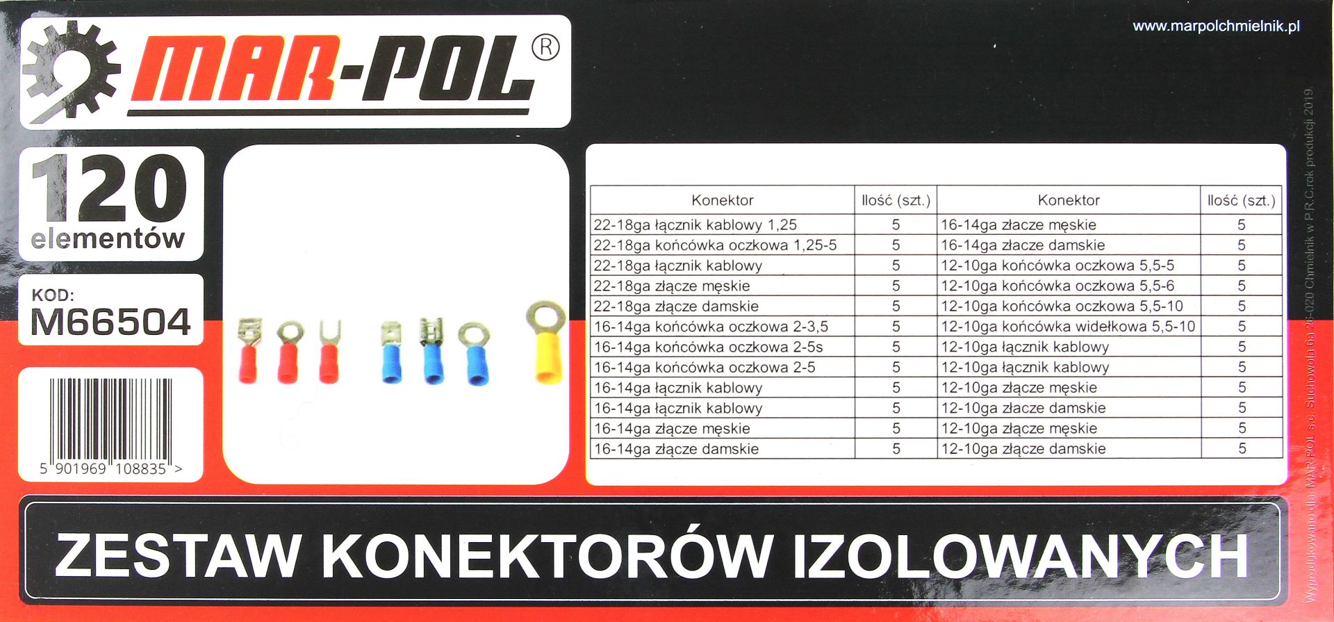 MAR-POL M66504 Sada izolovaných konektorov 120 kusov 