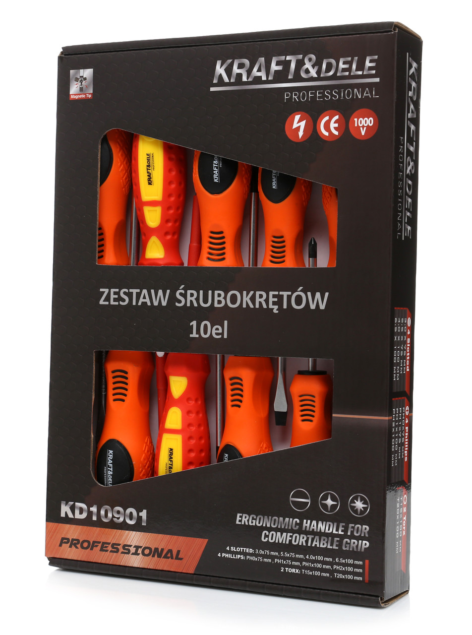 KRAFT&DELE KD10901 Ploché krížové skrutkovače 10ks izolované