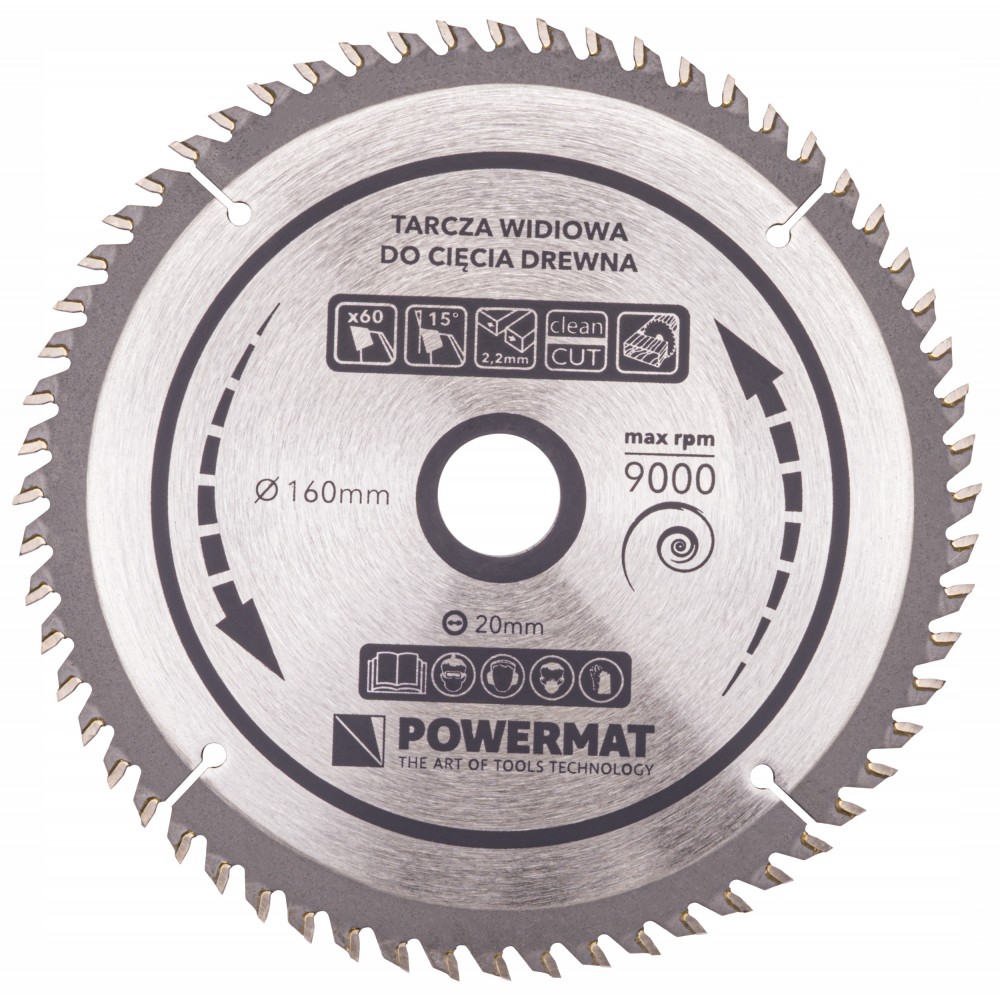 POWERMAT TDD-160x20x60Z Vidiový kotúč na drevo 160x20 60z