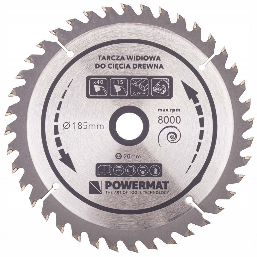 POWERMAT TDD-185x20x40Z Vidiový kotúč na drevo 185x20 40z