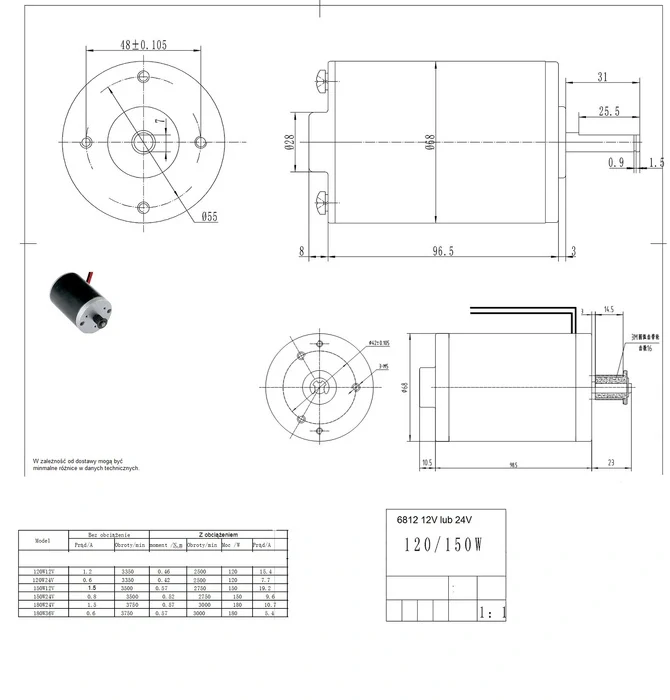 MAGMA 6812 Elektrický motor elektromotor 24V DC 120W