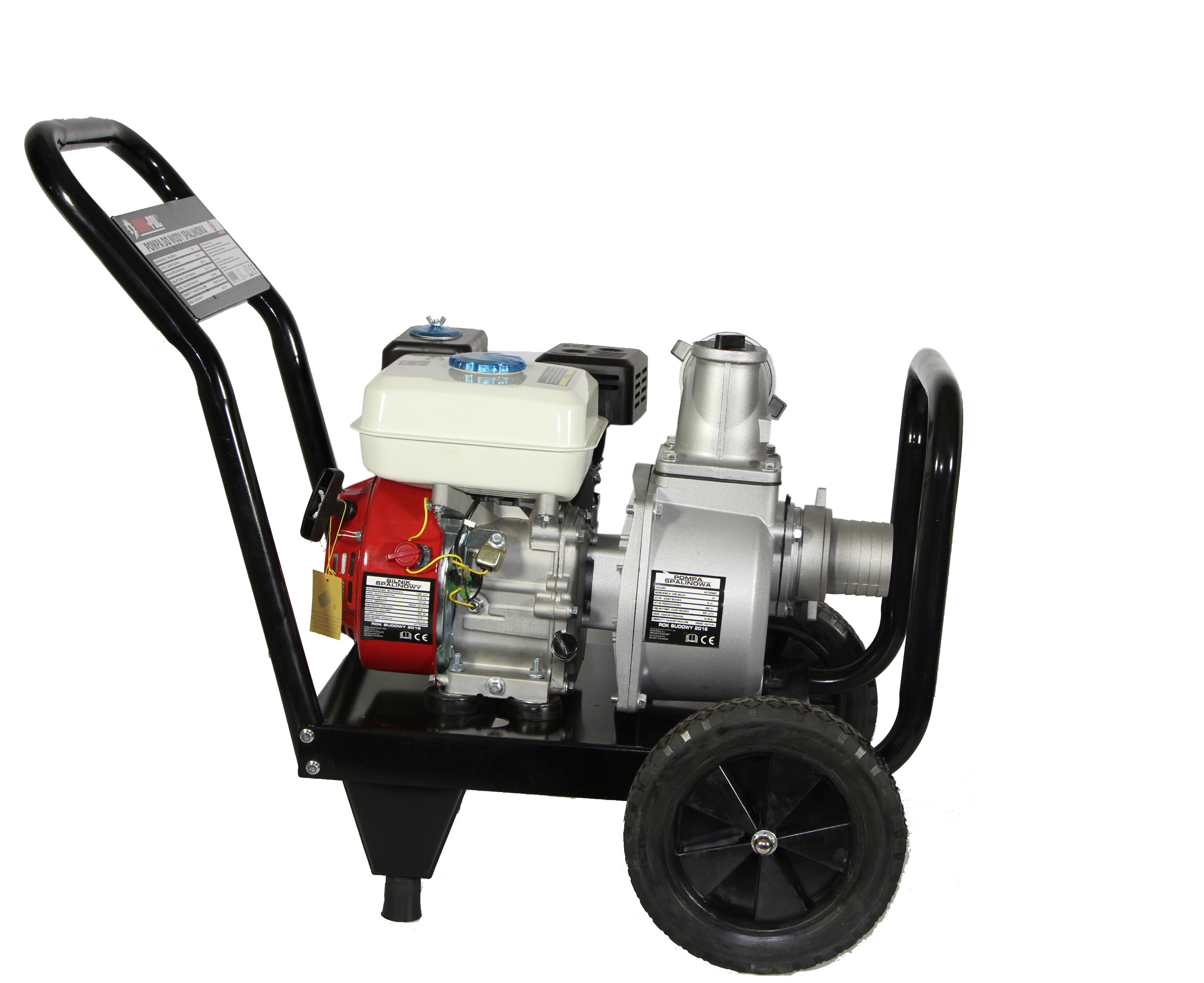 MAR-POL M799201 Benzínové vodné čerpadlo 3" na vozíku / 6,5 HP / 4,85 kW / 1000 l/min