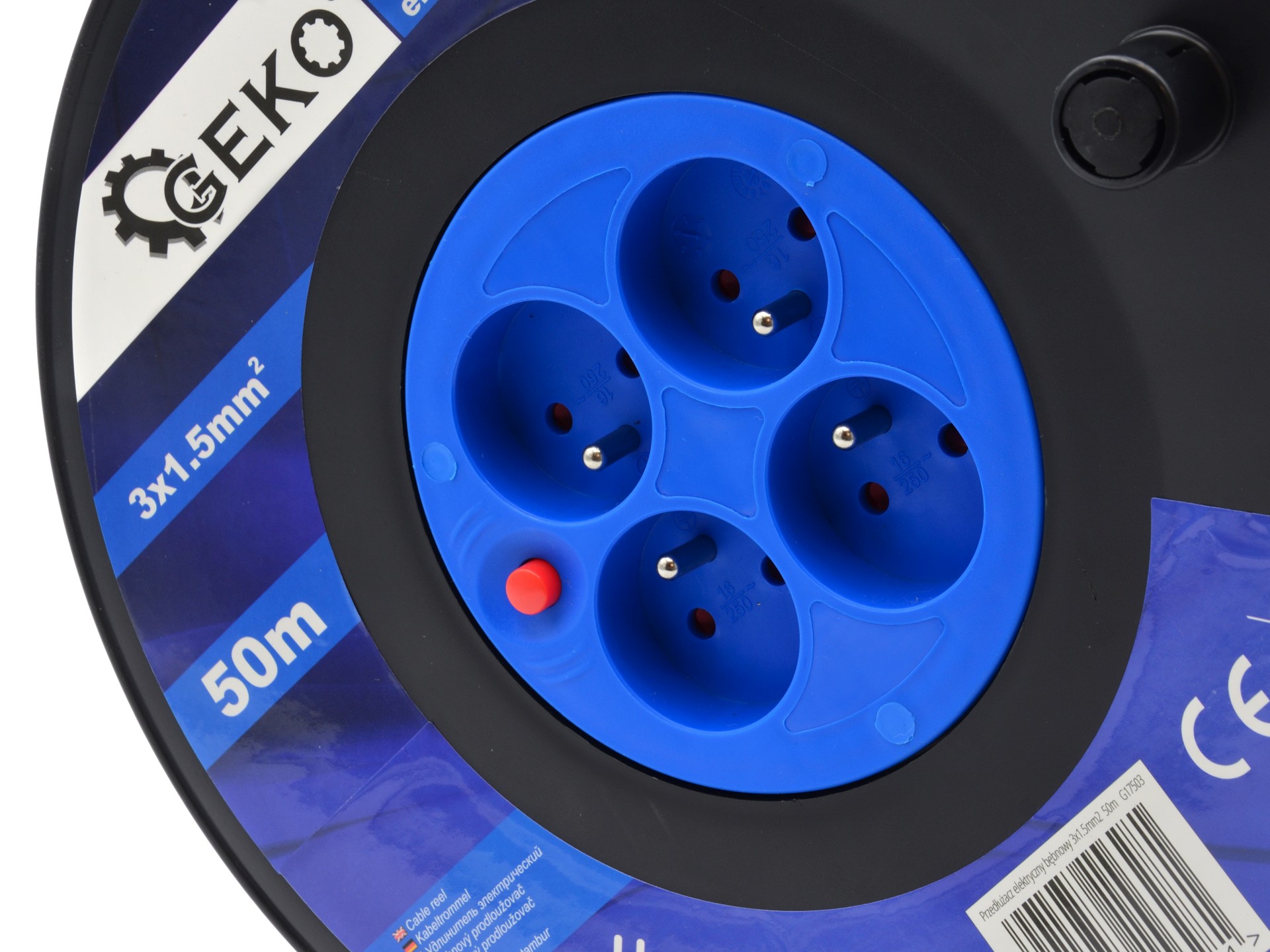 GEKO G17503 Predlžovací kábel na bubne predlžovačka 3x1,5mm2 50m