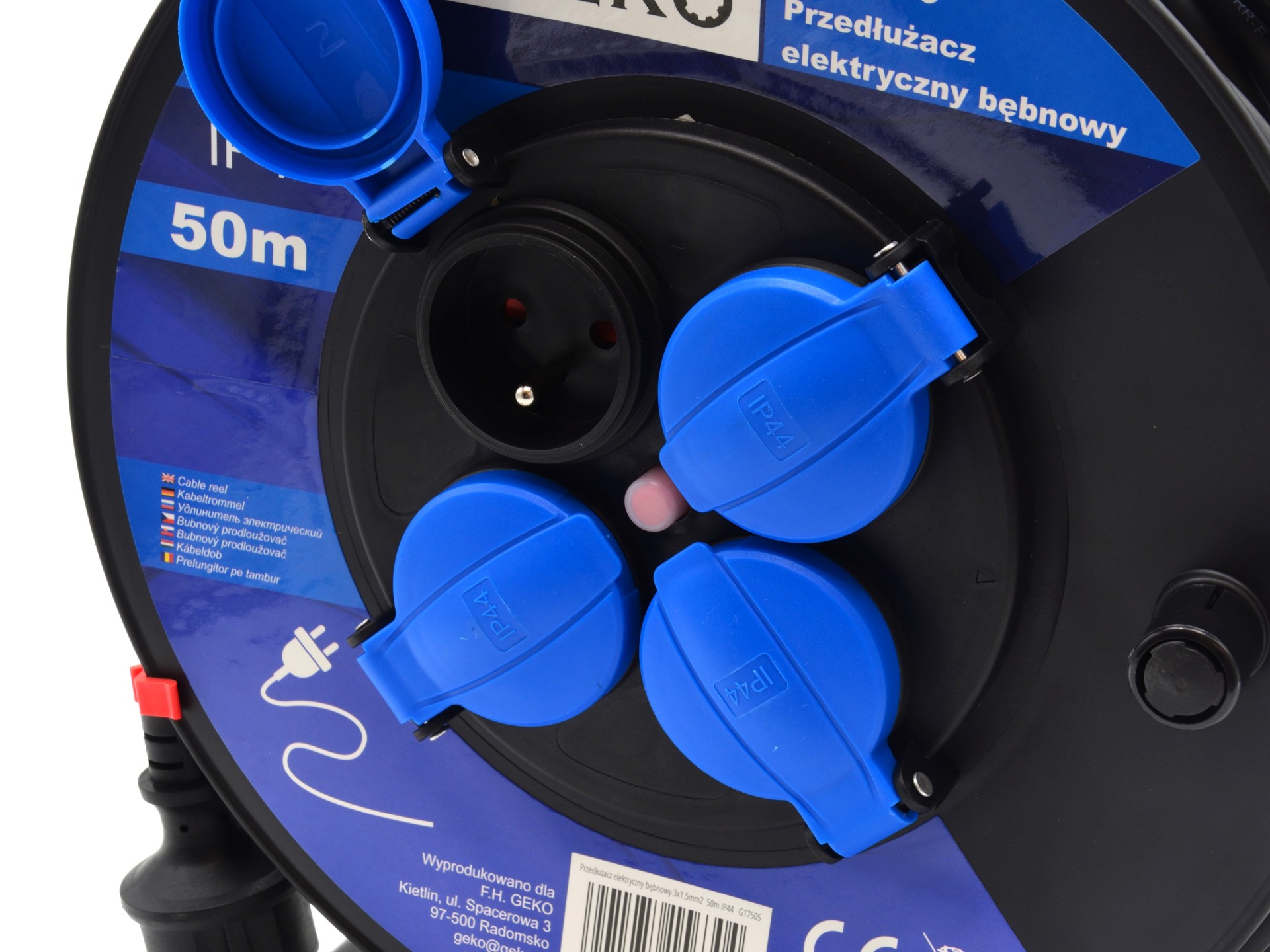 GEKO G17505 Predlžovací kábel na bubne predlžovačka 3x1,5mm2 50m IP44