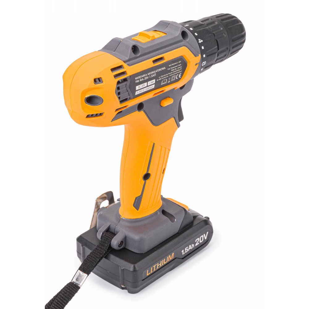 POWERMAT PM-WA-20V-1.5AZT Aku 20V vŕtací skrutkovač vŕtačka + nabíjačka sada 28ks