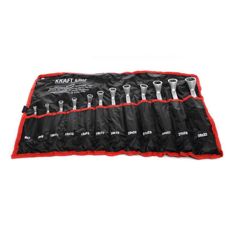 Kraft&Dele KD10939 Dvojstranné očkové ploché kľúče sada 12ks 6-32mm puzdro