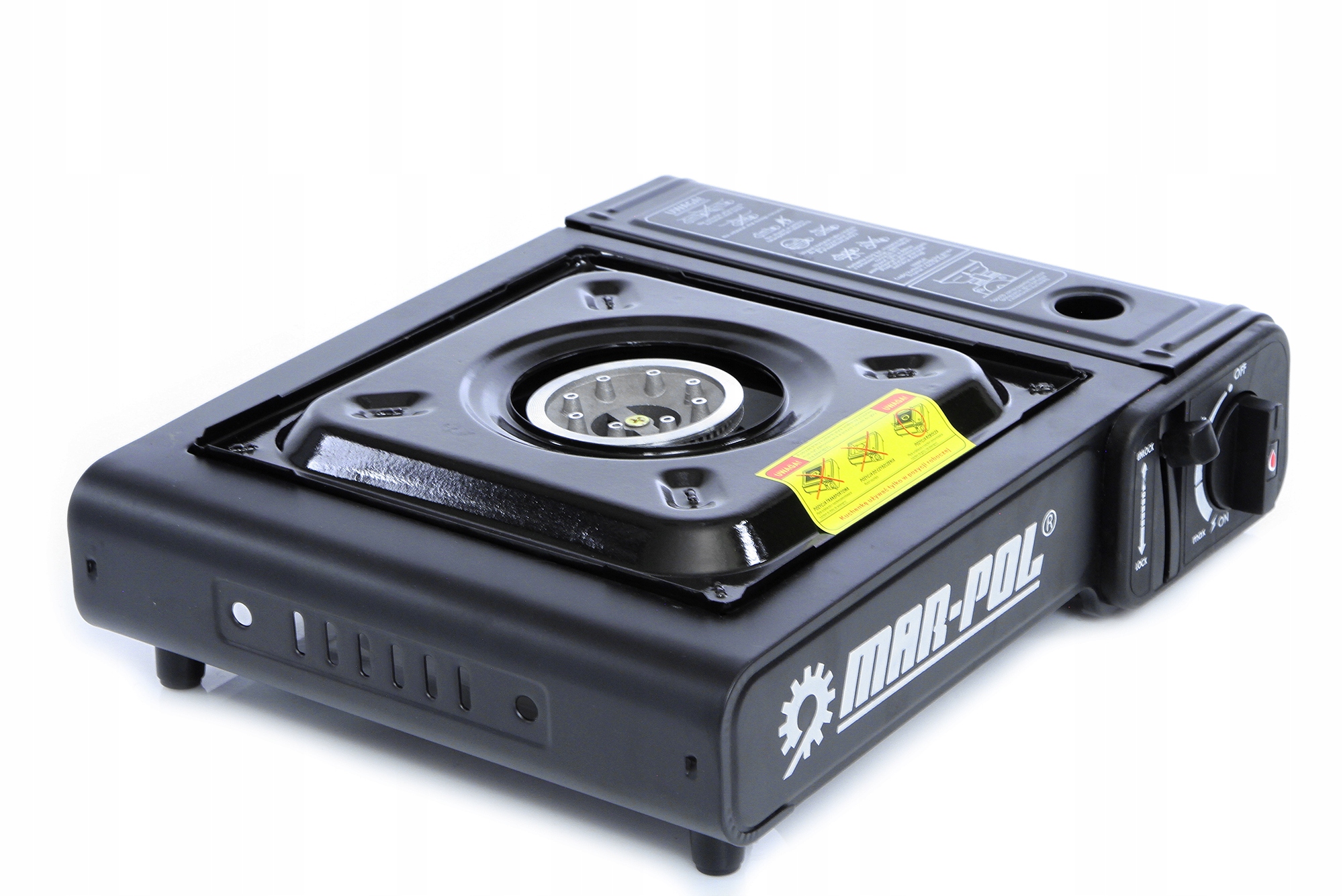 MAR-POL M90016 Turistický PRENOSNÝ VARIČ 2V1 na kartuš alebo plynovú fľašu