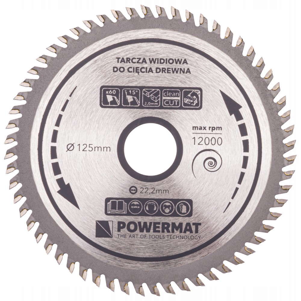 POWERMAT TDD-125x22,2x60Z VIDIOVÝ KOTÚČ NA DREVO 125x22,2 60z