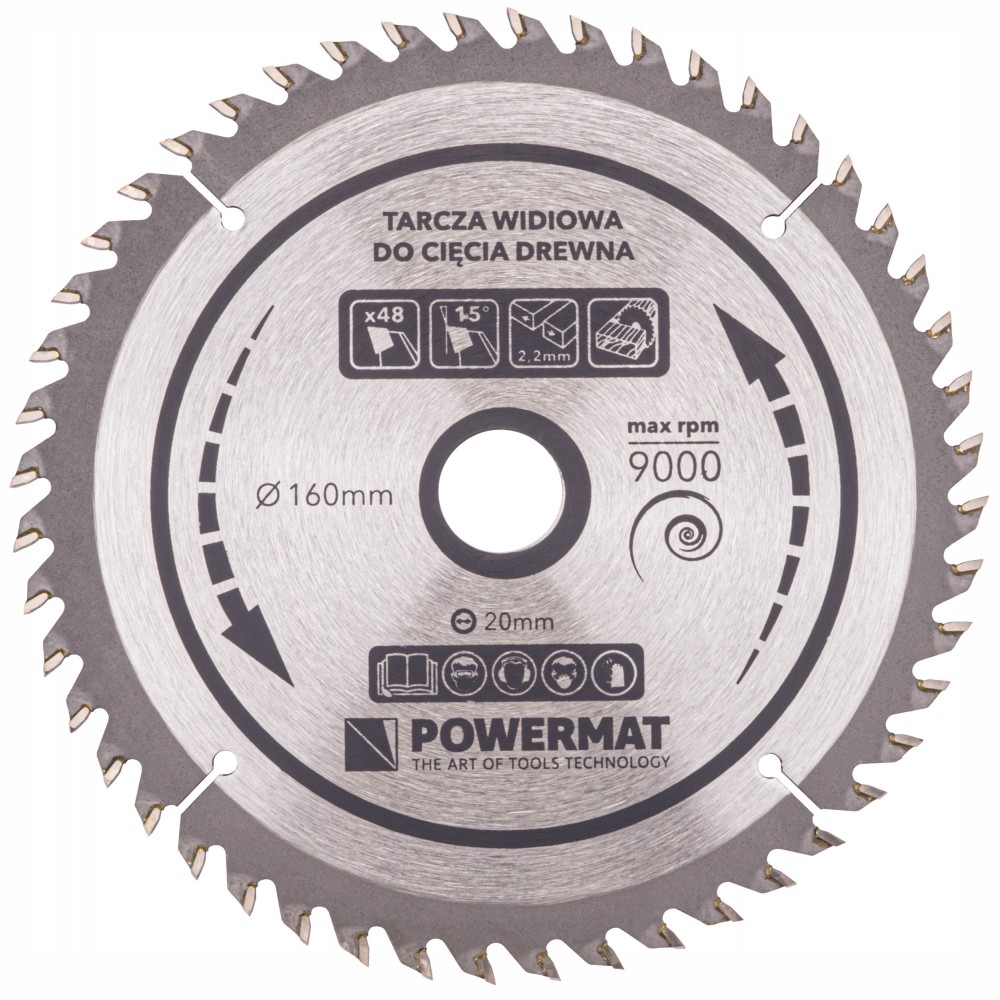 Powermat TDD-160x20x48Z Vidiový kotúč na drevo 160x20 48z