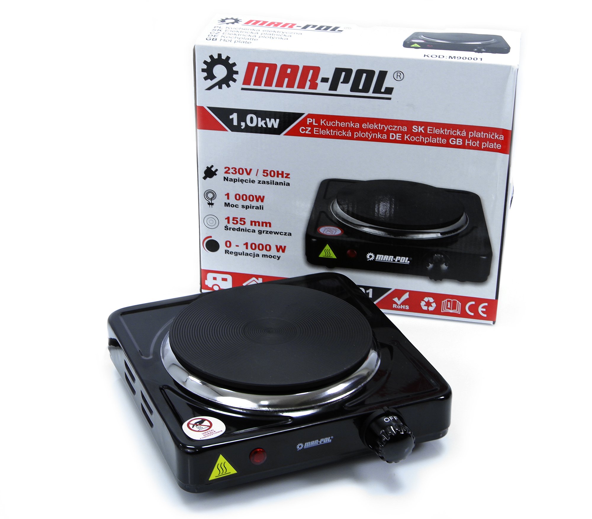 MAR-POL M90001 Elektrický varič, jednoplatničkový, platnička 155MM 1000W