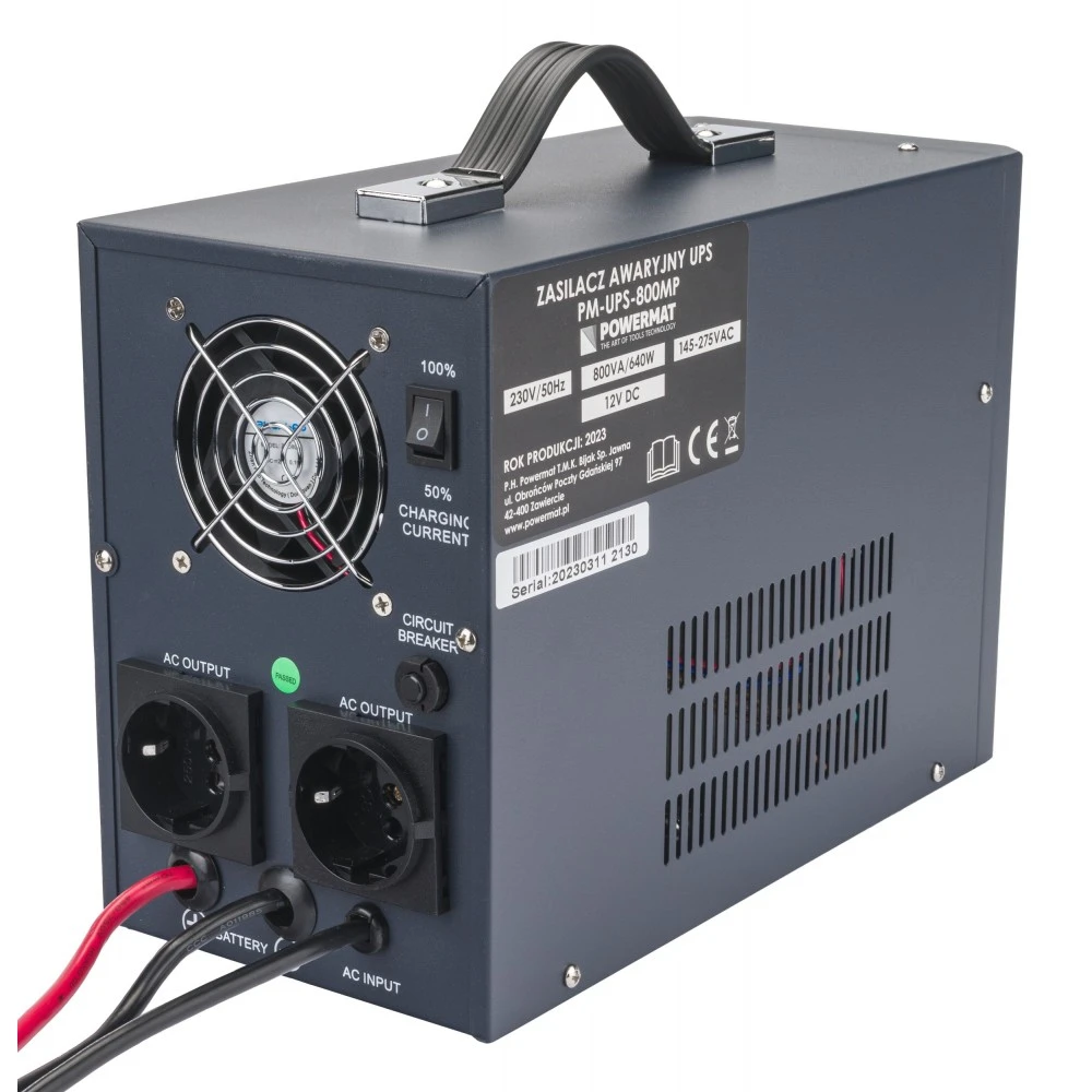 POWERMAT PM-UPS-800MP Záložný zdroj s LCD displejom pre PC, servery, ochrana 800VA / 640W
