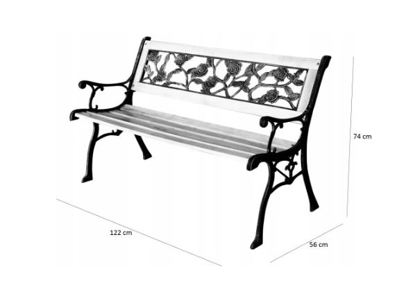 Elegantná záhradná lavička, lavica ruže 122x56x74 cm