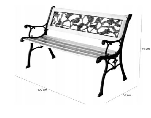 Elegantná záhradná lavička, lavica tulipán 122x56x74 cm
