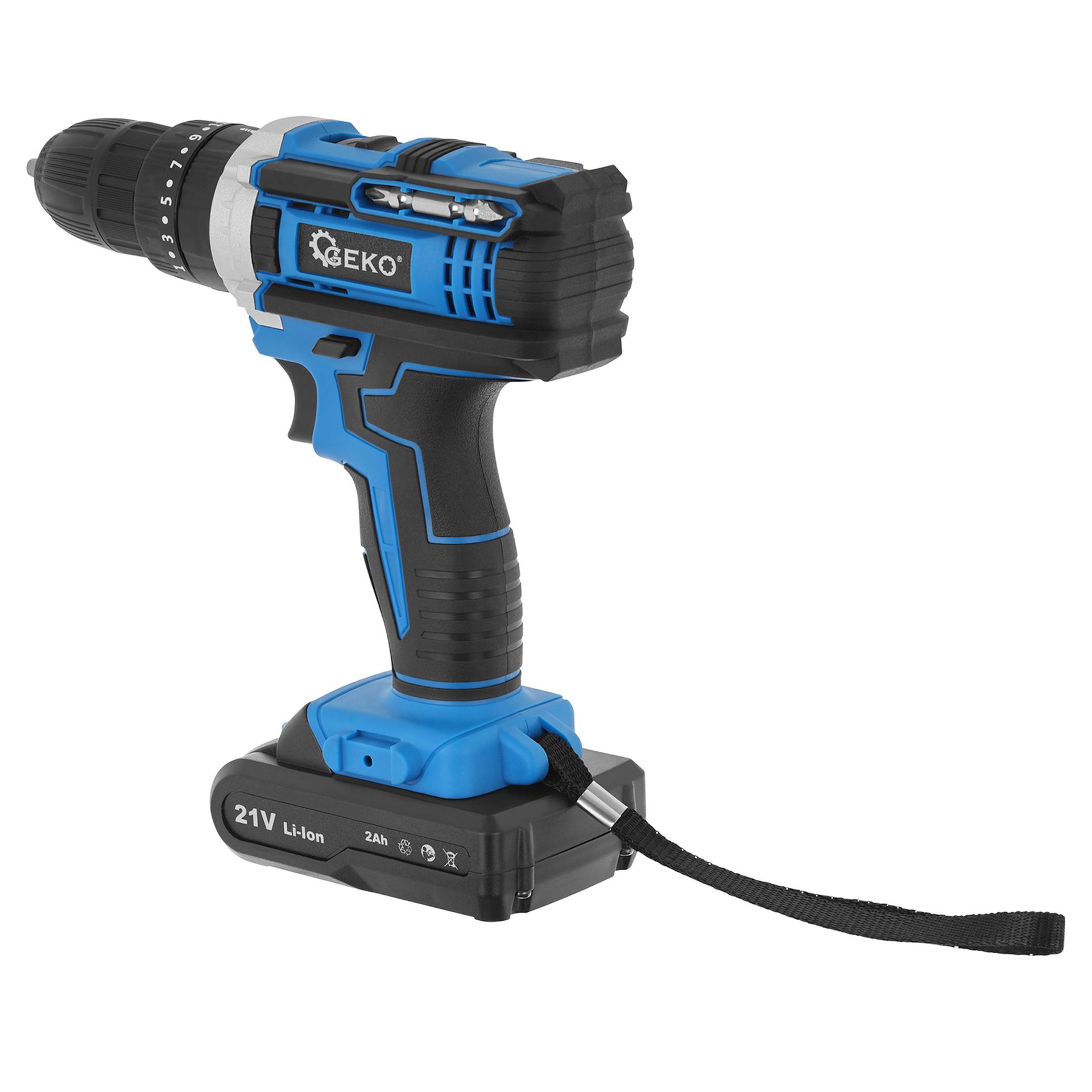 GEKO G80656 Akumulátorová vŕtačka s príklepom 21V, 2x 2ah