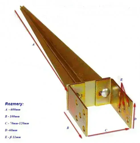 IRMA PS120 Kotevná pätka zatĺkacia kotva nastaviteľná 0-120x600mm