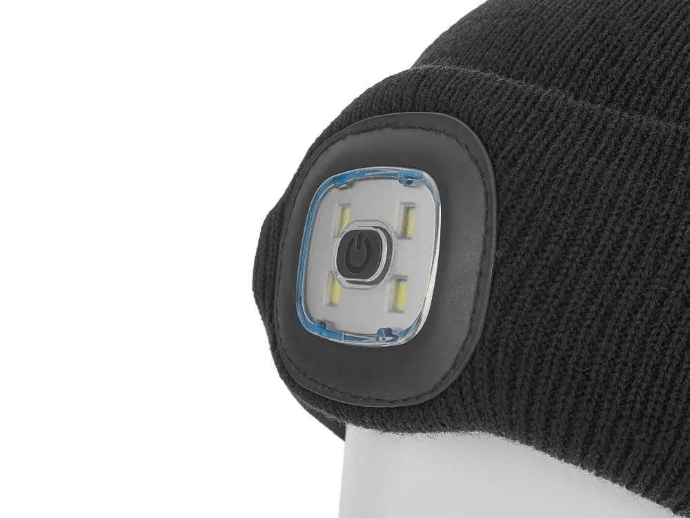 GEKO G90407 Reflexná zimná čiapka s čelovým LED svetlom nabíjacia