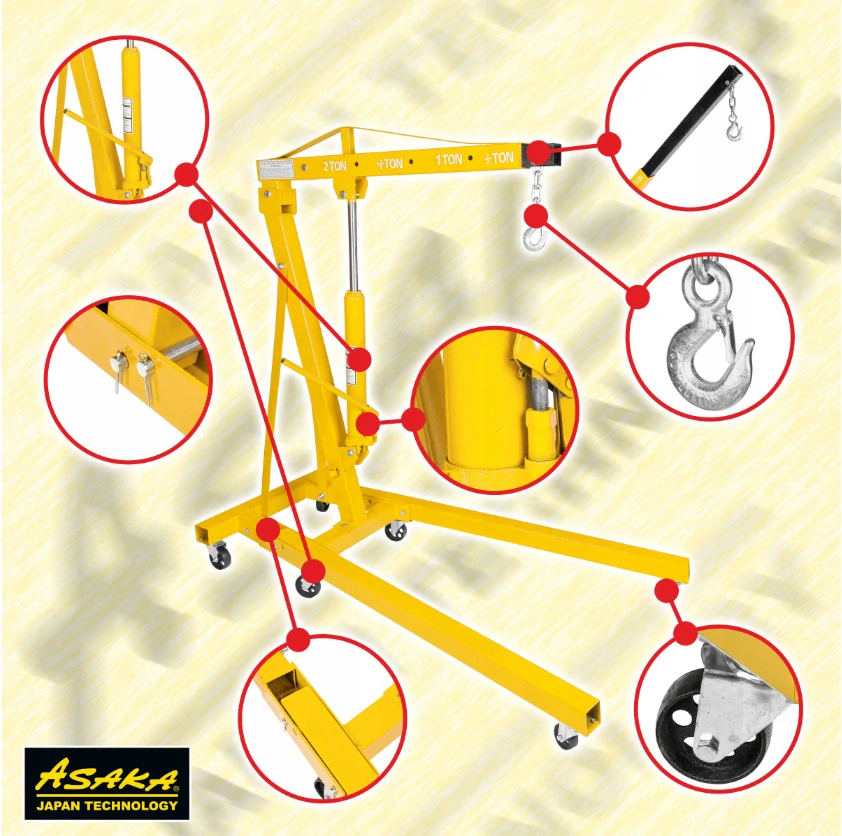 ASAKA ASEC-2T 2000kg Dielenský hydraulický žeriav, zdvihák, kladkostroj 2T