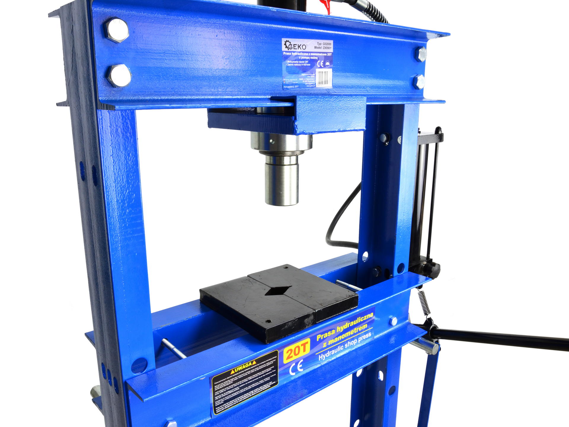 GEKO G02086 Hydraulický lis 20T s tlakomerom a nožnou pumpou