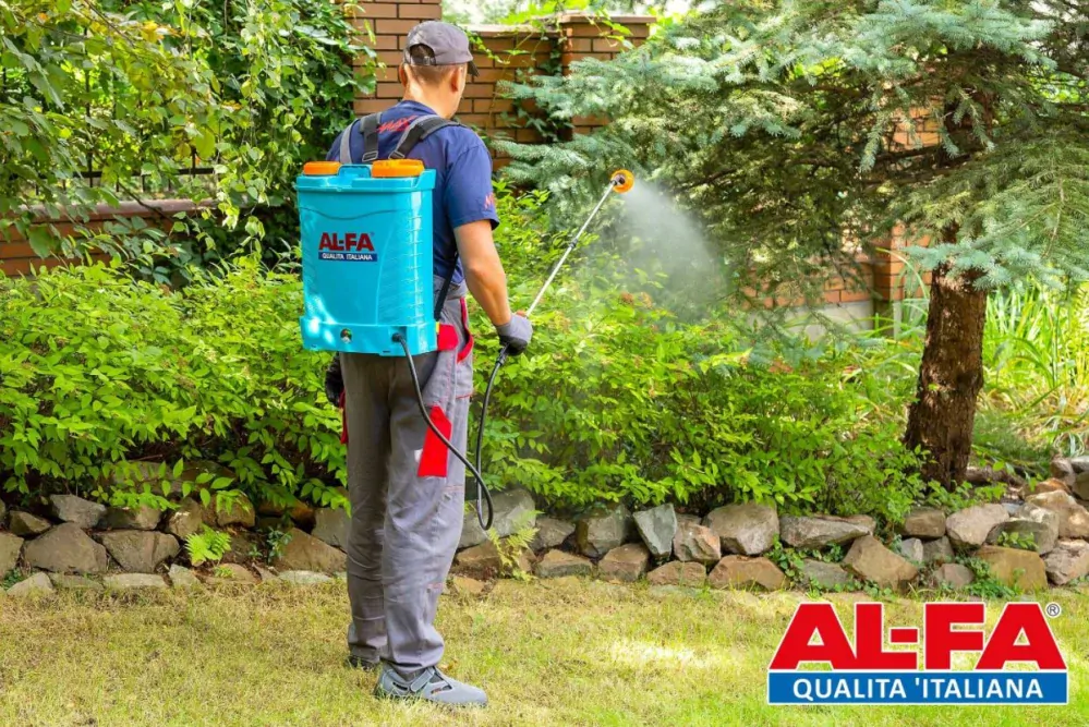 AL-FA AES-16 Akumulátorový postrekovač 16L chrbtový, záhradný 12V 12Ah
