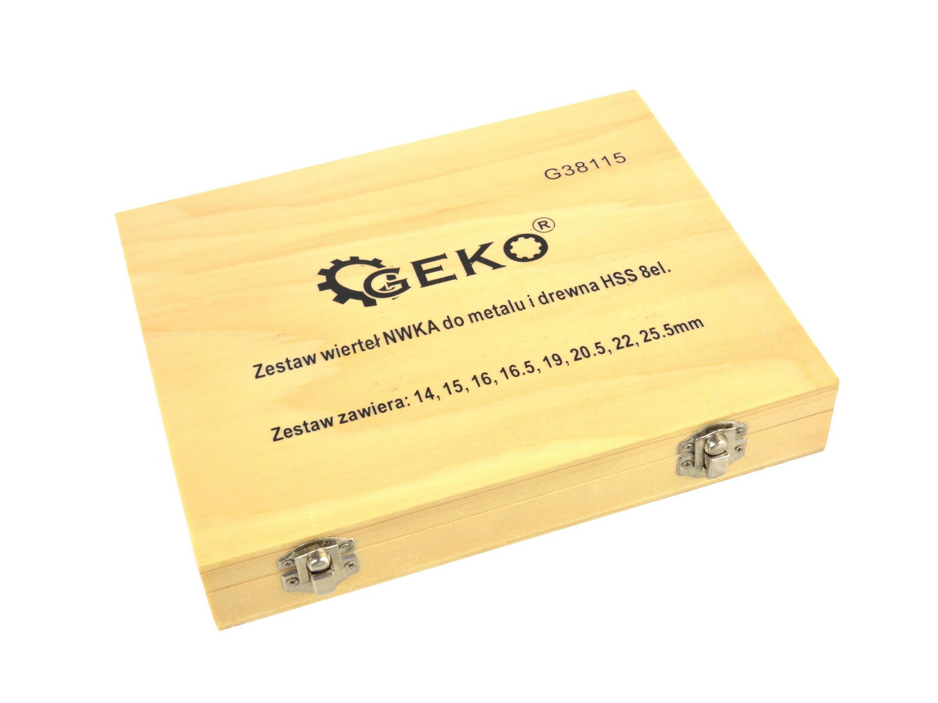 GEKO G38115 SADA VRTÁKOV NWKA  vrtáky na kov, drevo HSS 8ks v drevenom kufríku