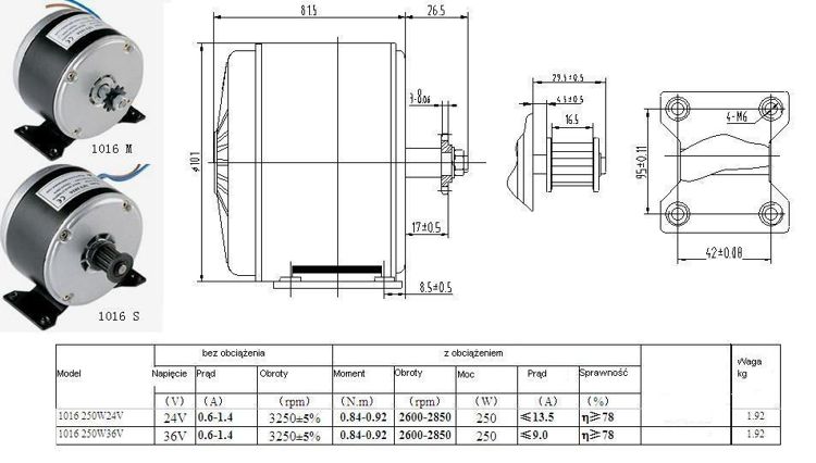 MAGMA 1016 Elektrický motor elektromotor 24V DC 250W ozubené koliesko