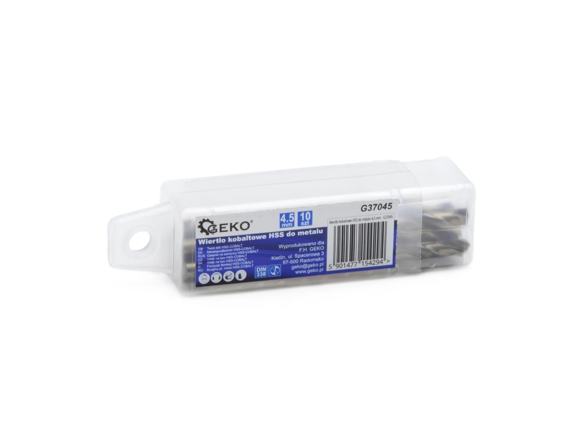 Geko G37045 Kobaltový vrták HSS do kovu 4,5mm sada 10ks