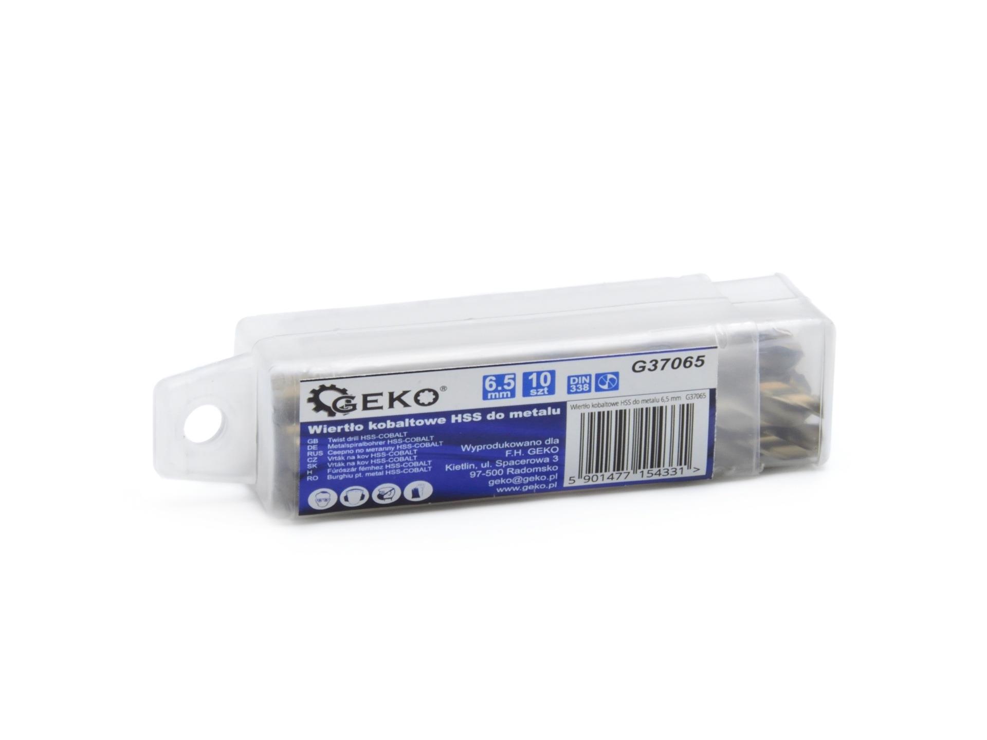 Geko G37065 Kobaltový vrták HSS do kovu 6,5mm sada 10ks
